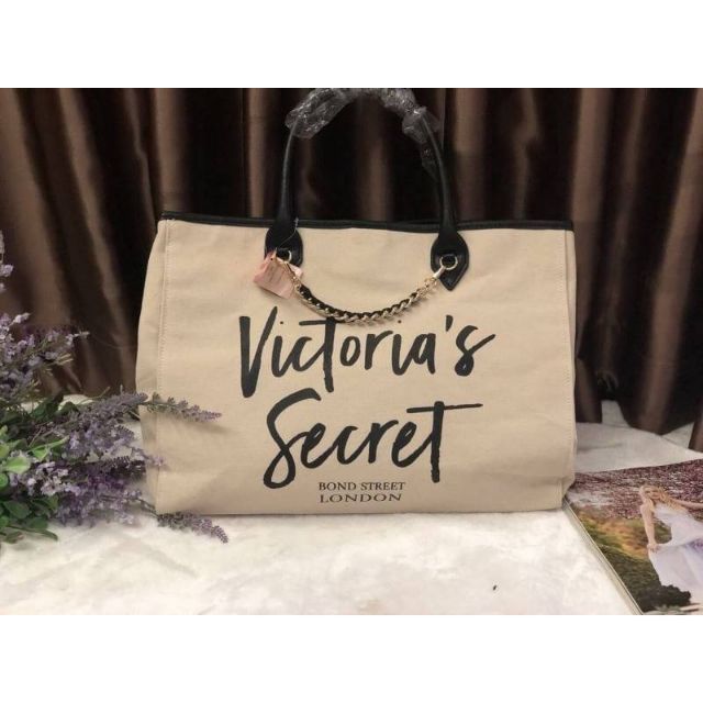 VICTORIA’S SECRET CANVAS TOTE BAG กระเป๋าทรง tote bag ขนาดใหญ่