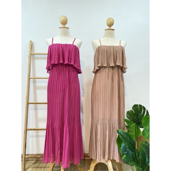 ชุดพลีท ชุดพลีทสายเดี่ยวสีพื้น Maxzy Dress ป้ายห้อยtopshop ชุดออกานแต่ง ชุดเดินหาด ชุดเที่ยวทะเล - รูปที่ 7