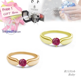 Finejewelthai-แหวน-แหวนทับทิม-ทับทิม-แหวนเงินแท้-แหวนพลอย-พลอยแท้-พลอยประจำเดือนเกิด-Ruby-Silver-Ring-R1131rb-g/ pg