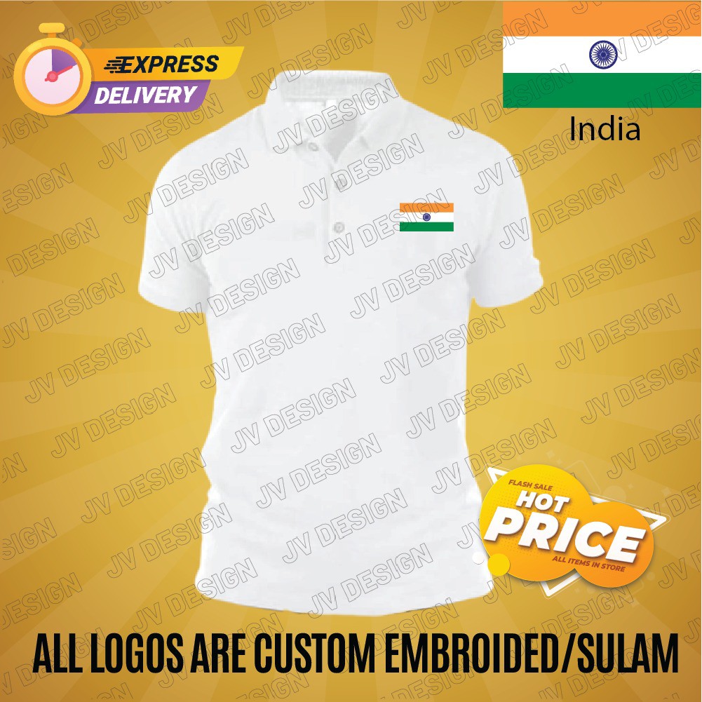 HEBAT🔥[SULAM] REPUBLIC OF INDIA NATIONAL FLAG DESIGN 200GSM PREMIUM COTTON POLO SHIRT