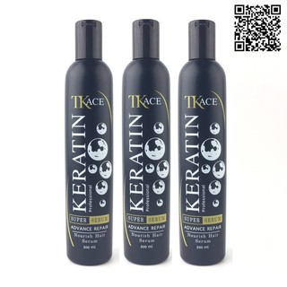 *ค่าส่งถูก*[แพ็ค3ขวด] TK​ ACE​ Keratin​ Super Serum เซรั่ม เคราติน​ แก้ผมเสียชนิดขวด 300ml.