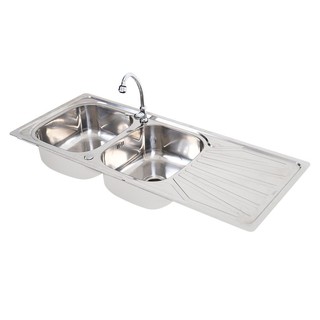 Embedded sink SINK BUILT 2BOWL1DRAIN TECNOPLUS TNP 21120 SD STAINLESS Sink device Kitchen equipment อ่างล้างจานฝัง ซิงค์