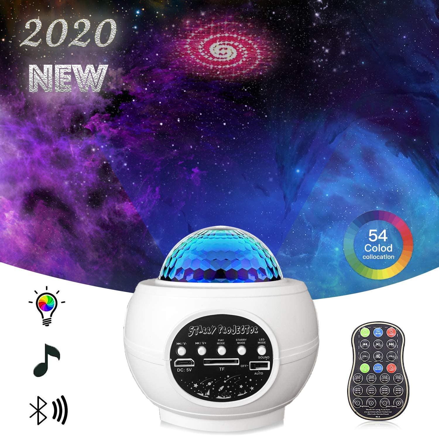 Star Projector เครื่องฉายไฟกลางคืนพร้อม LED Galaxy Ocean Wave Projector