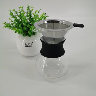 Glass coffee maker 400ml. แก้วรองกาแฟดริป พร้อมกรองสแตนเลส ---สินค้าพร้อมส่ง---