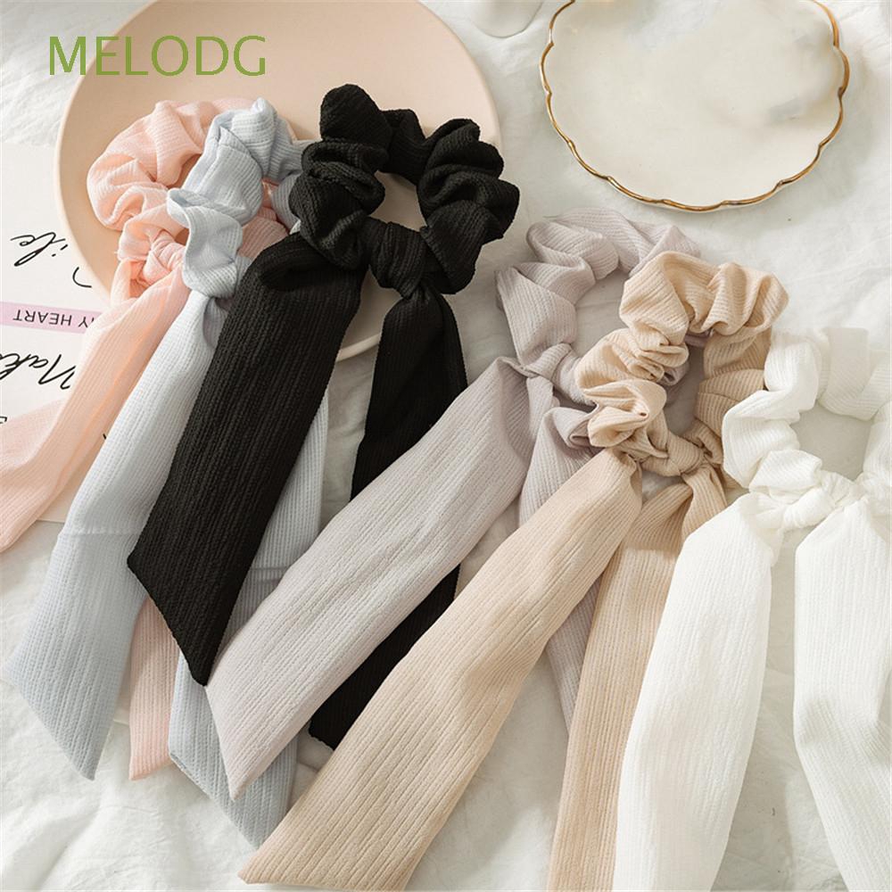 MELODG Bohe Solid Solid Color Ribbon Scarf Hair Ties Rope Hair