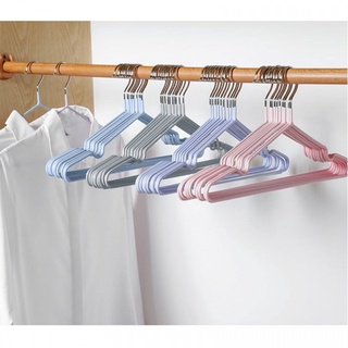 SAKU ไม้แขวนเสื้อเหล็กเคลือบกันลื่น แพ็ค 10 ชิ้น AN105 สีเทา