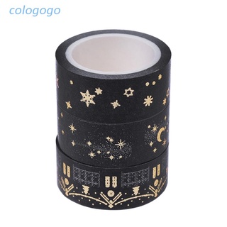 Colo สติกเกอร์เทปวาชิ ลายดวงจันทร์ ดาว สีดํา 1.5 ซม. x 5 ม.