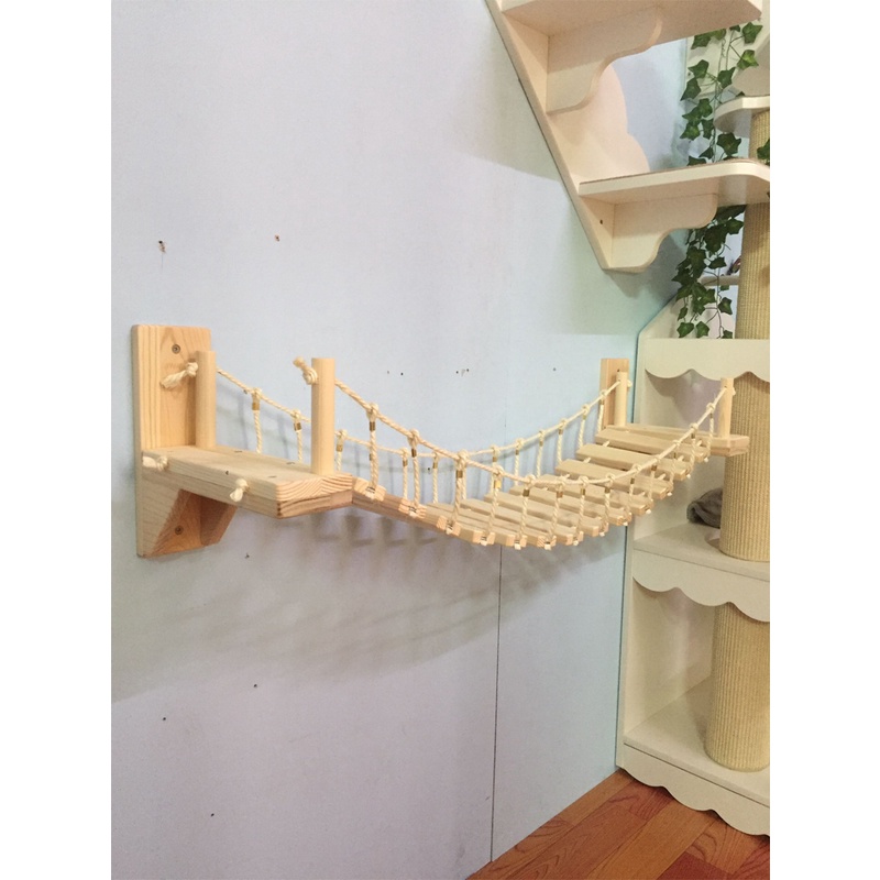 90cm Cat Bridge Climbing Frame Wood Pet Cat Tree House Bed Hammock ...