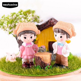 west boy girl diy ตุ๊กตาแกะสลักขนาดมินิสําหรับตกแต่งประดับบ้าน 2 ชิ้น