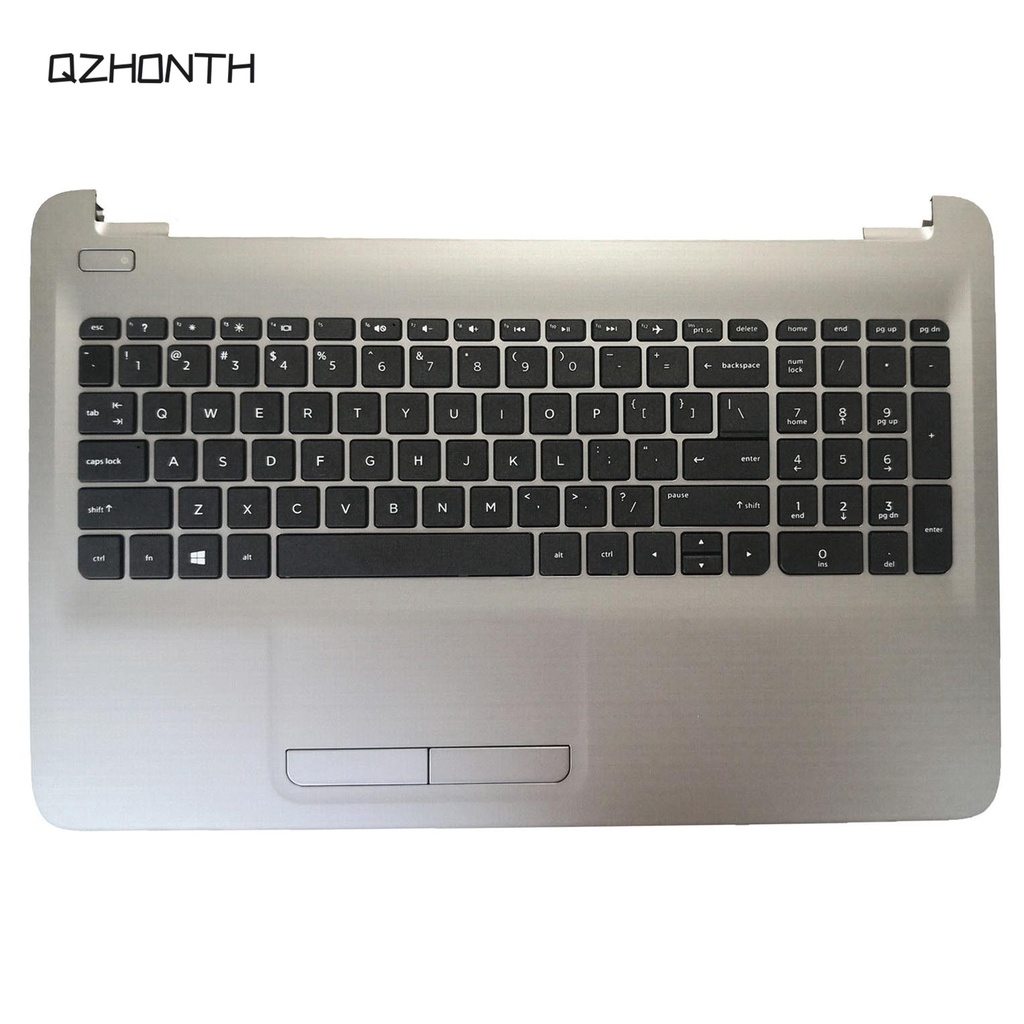 ใหม่ HP 15-AY 15-BA 15AY 15BA Palmrest Top Case พร้อมคีย์บอร์ด & ทัชแพดสีเงิน 855022-001
