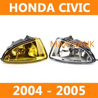 （ค่าขนส่งฟรี FREE SHIPPING）ไฟตัดหมอก ติดกันชนหน้า สีเหลือง สําหรับรถยนต์ HONDA CIVIC ES 2004 - 2005/FOR HONDA CIVIC ES 2004 - 2005  Auto fog lamp  Fog Lamp Fog Light  FRT FOG Front Light