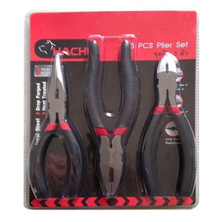 pliers 6" 3EA/SET HACHI PLIER SET Hand tools Hardware hand tools คีม คีมชุด HAHI 6 นิ้ว 3 ชิ้น/ชุด สีดำ-แดง เครื่องมือช่