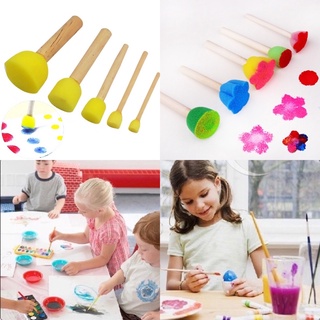 Sensory play แปรงฟองน้ำด้ามจับไม้ สำหรับระบายสี // ชุดกันเปื้อนสำหรับงานศิลปะ (พร้อมส่ง)