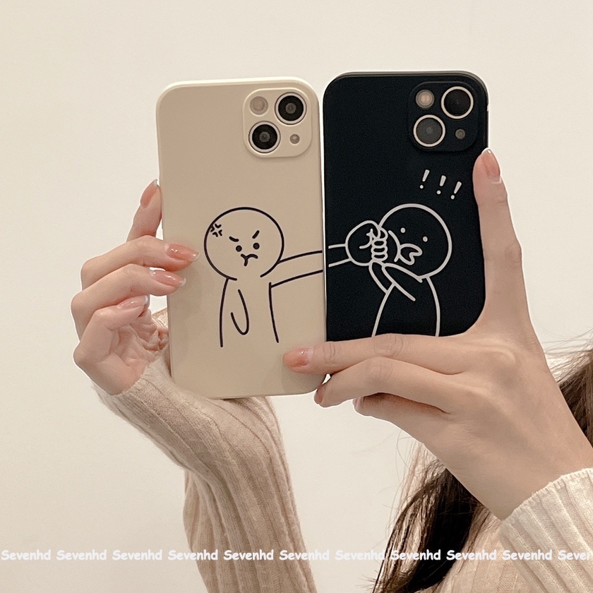 Compatible For iPhone 13 12 11 Pro Max SE2020 X XR Xs Max 7 8 6 6s Plus เคสโทรศัพท์ น่ารัก สติ๊กแมน คู่ ซิลิคอน นุ่ม ป้องกัน