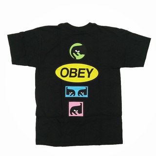 Obey เสื้อยืด แขนสั้น ผ้าฝ้าย พิมพ์ลาย