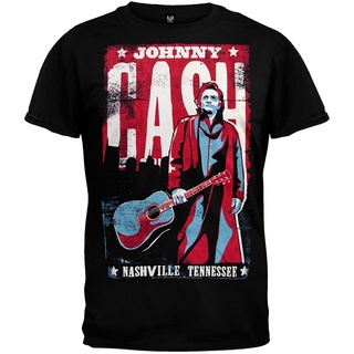 เสื้อยืดผ้าฝ้าย พร้อมส่ง เสื้อยืด พิมพ์ลายโปสเตอร์ Johnny Cash Mens Nashille หลากสี แฟชั่นฤดูร้อน สําหรับผู้ชาย