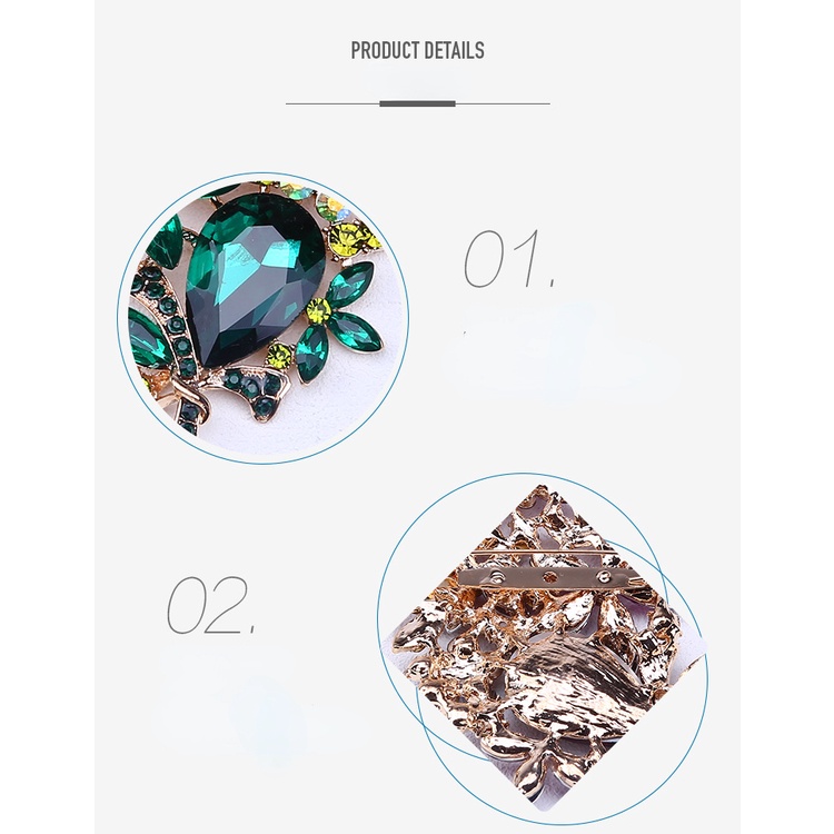 เข็มกลัดคริสตัล ขนาดใหญ่ หรูหรา เครื่องประดับ สําหรับผู้หญิง - รูปที่ 5