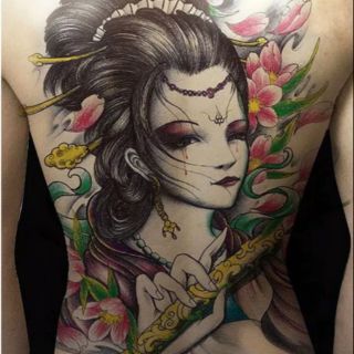 Tattoo สาวสวย สติ๊กเกอร์เต็มหลัง