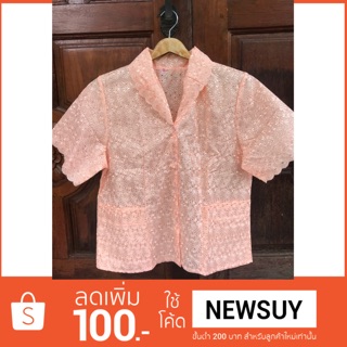 [Codeลด100:newsuy]🔥 เสื้อลูกไม้ [XLอก42] อย่างดี เสื้อสีฟ้า วันแม่ เสื้อคนแก่ คนสูงอายุ พร้อมส่ง!