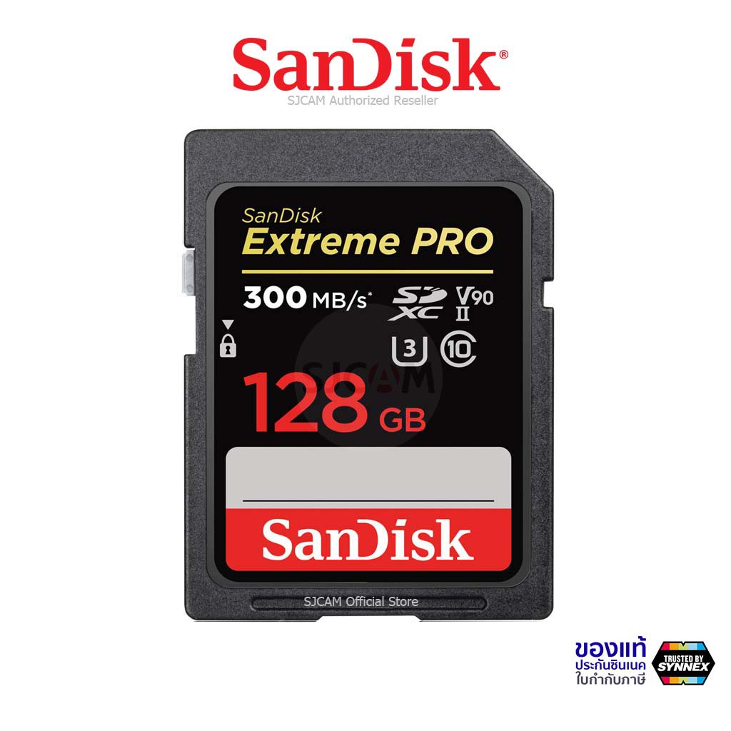 SanDisk Extreme PRO SD Card UHS-ii 128 GB ความเร็วอ่าน300MB/s V90 (SDSDXDK_128G_GN4IN) 8K แซนดิส กล้อง ถ่ายรูป กล้องDSLR