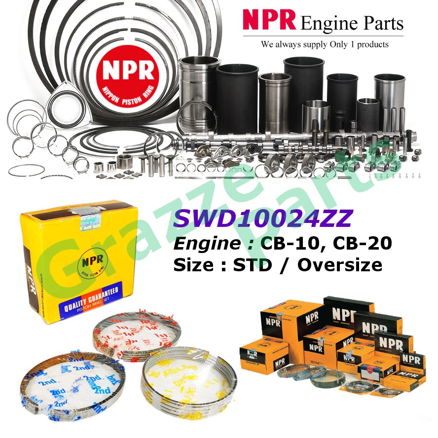 NPR ชุดแหวนลูกสูบ SWD10024ZZ สําหรับ Daihatsu Charade G10 G11 1.0 CB-10 CB-20 (76.0 มม.)