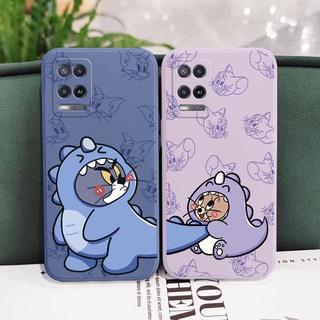 เคสโทรศัพท์มือถือ ซิลิโคน ลายไดโนเสาร์ มีลายด้านข้าง สีพื้น สําหรับ OPPO Reno 7 Z 7Z 8 Pro 8T T 8Z 6 5 5G