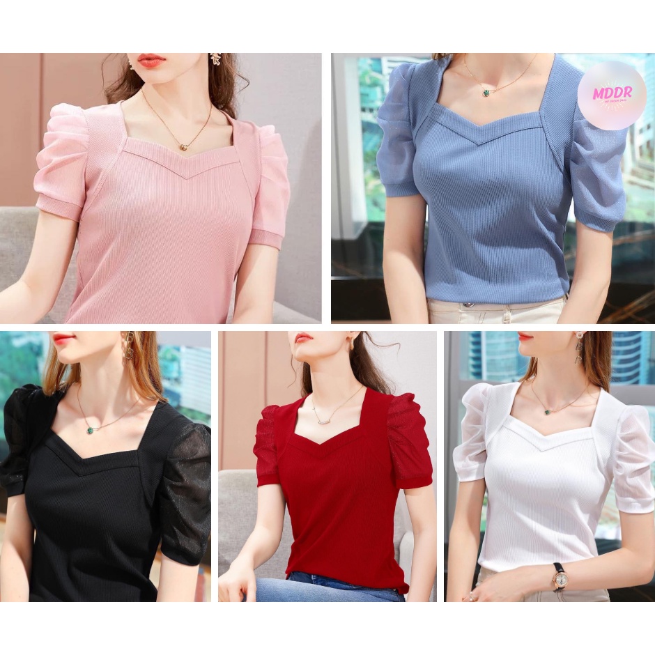 เสื้อคอวีผ้าร่องแขนจั้มสีพื้น เหมาะสำหรับทุกวัย