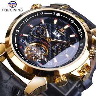 Forsining Mens Mechanical Watch Automatic Toubillon Date Relogio Business Skeleton Genuine Leather Wrist Watches Clock M