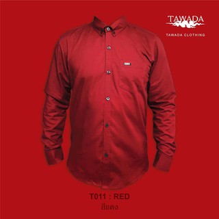 TAWADA T011 เสื้อเชิ้ต สีแดง Oxford Slimfit