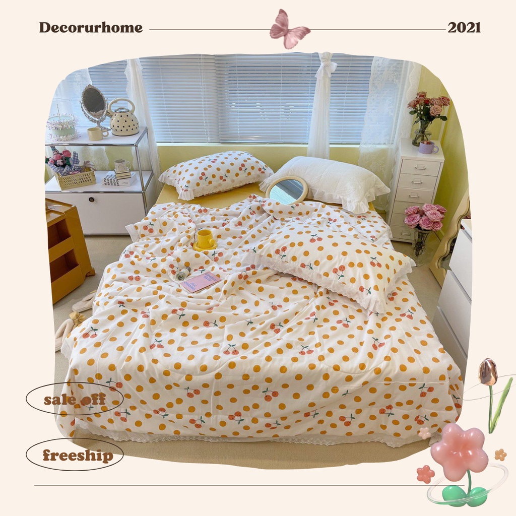 ผ้าฝ้ายก้น| SET 4 ชิ้น SUPER COOL COTTON BEDDINGS และ PILLOWS - ลายโดดเด่น