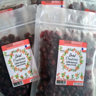 แครนเบอรี่อบแห้งพร้อมทานจากประเทศชิลี บรรจุ 100 กรัม x 1 ซอง Dried Cranberries 100% Natural Vegan friendly