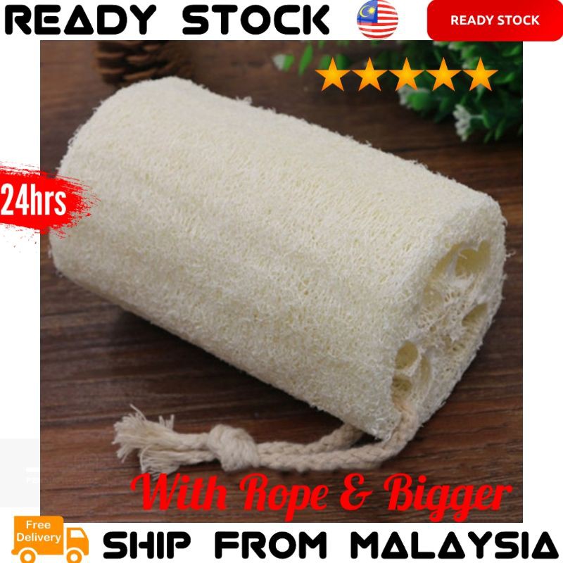 [ พร้อมเชือกและใหญ่กว่า ] SPA Beauty Organic Loofah Bath Sponge Body Scrub Scrub Scrub Scrubber Luff