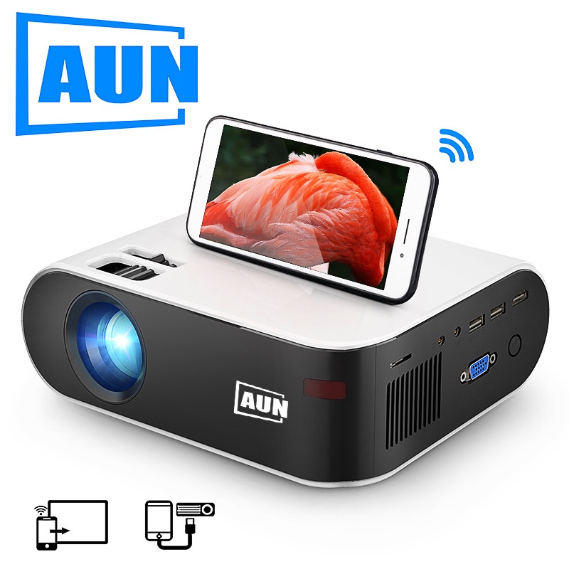 AUN W18 โปรเจคเตอร์ mini โฮมโปรเจคเตอร์ โปรแจ็คเตอร์ เครื่องฉาย projector 4k wifi android เครื่องฉายหนัง โปรเจคเตอร์