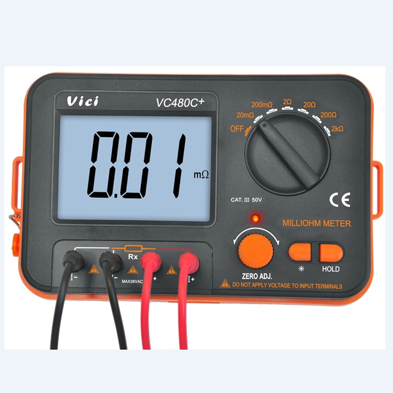 3 1/2 Digital Milli ohm Meter VC480C+ LCD Backlit 4 Wire Test Low Resistance Multimeter 6 Ranges