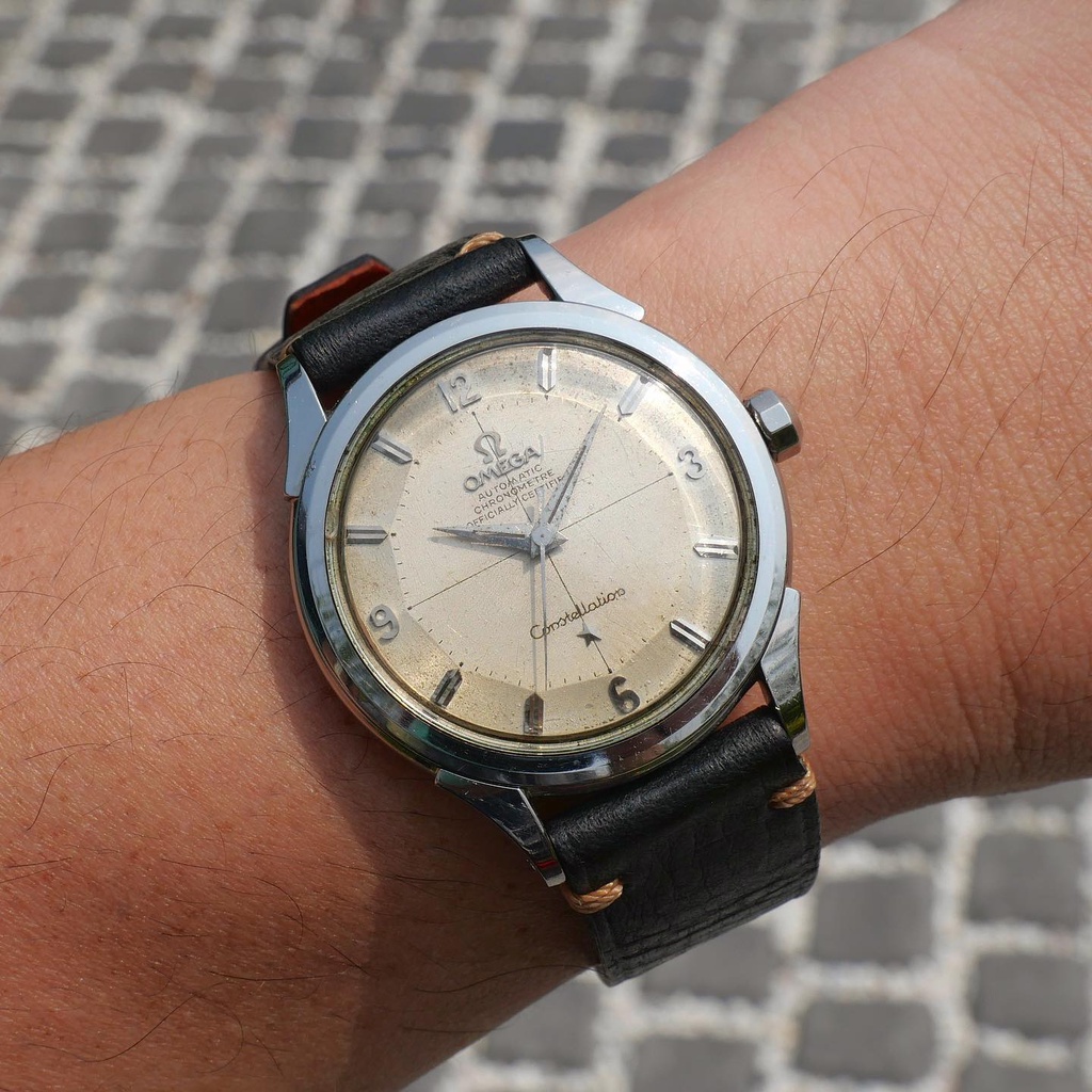 Vintage Omega Constellation หอดูดาว 12 เหลี่ยม กากบาท หลักตัวเลข ผสมหลักสตีล สแตนเลส ออโต้ เต็มรอบ C