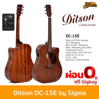 Ditson Guitars DC-15E Acoustic Guitar Dreadnought Cutaway กีต้าร์โปร่งไฟฟ้า กีต้าร์อะคูสติก