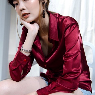 Luxury Japanese Satin Shirt | Red ❤️