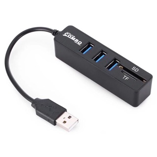 ตัวเพิ่มช่อง ยูเอสบี พร้อม ตัวอ่านการ์ด USB HUB 3 Port +Card Reader 2.0 2 in1 รุ่น NCR-100 (ดำ)