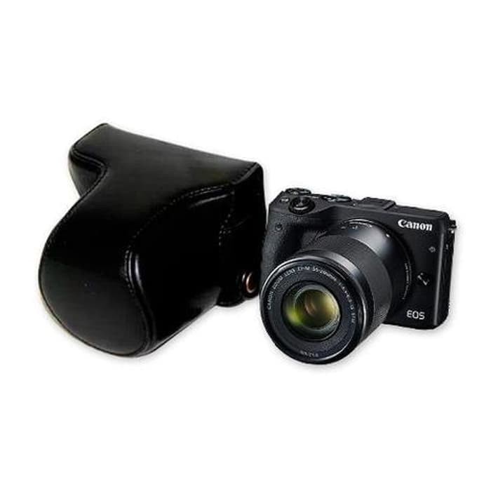 Hitam เคสหนัง สําหรับ Canon EOS M6 kit 15-45 IS STM - สีดํา - สีดํา