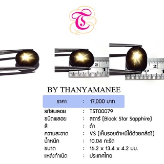 พลอยสตาร์  Black Star Sapphire ขนาด  16.2x13.4x4.2 มม. พลอยแท้ มีใบรับรอง