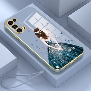 Dmy เคส OPPO reno 5 6Z 4 8z 8 8T 6 Pro 7 7z 3 2 2F Z ขอบทอง พิมพ์ลาย สาวสวย