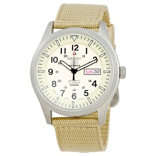 นาฬิกาข้อมือผู้ชายยี่ห้อ Seiko รุ่น SNZG07J1 นาฬิกากันน้ำ100เมตร นาฬิกาสายไนล่อน - ครีม