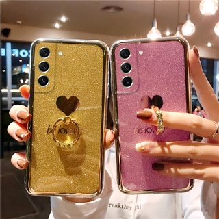 เคสมือถือSamsung S21 FE 5G แบบนิ่ม ประดับเลื่อม รูปหัวใจ มีป็อบอัพ สําหรับ เคสโทรศัพท์ Samsung Galaxy S21FE 5G Cover Case