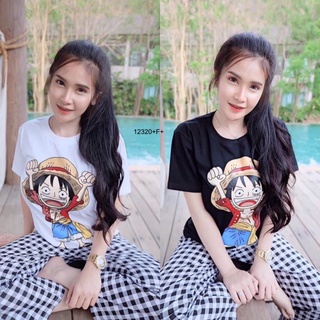 MM12320 Set 2 ชิ้น เสื้อแขนสั้นลายการ์ตูน + กางเกงลายสก็อต Set of 2 pieces. Short-sleeved shirt with cartoon pattern + p