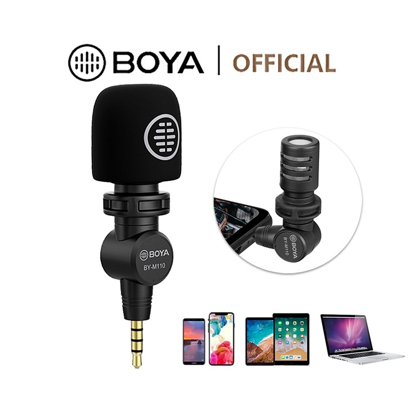 BOYA BY-M110 Smartphone Microphone 3.5mm TRRS ไมโครโฟนคอนเดนเซอร์ หัวหมุนได้ 180 องศา 3.5 มม. สําหรับสมาร์ทโฟน แล็ปท็อป แท็บเล็ต