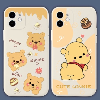 เคสiPhone8 ขอบเหลี่ยม โทรศัพท์เลนส์ป้องกันแขน เคสโทรศัพท์มือถือ เนื้อแมตต์ ลายการ์ตูนหมีพูห์ สําหรับ เคสไอโฟน11 โทรศัพท์ se2020 7 8 plus 11 เคสไอโฟน 12 13 14  pro max เคสไอโฟน 13 เคสไอโฟน เคสไอโฟน7พลัส xs XR iPhone case เคสโทรศัพท์