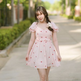 075 Sweet Peach : Little Pink Dress เดรนสั้นสีชมพูน่ารักหวานฉ่ำ