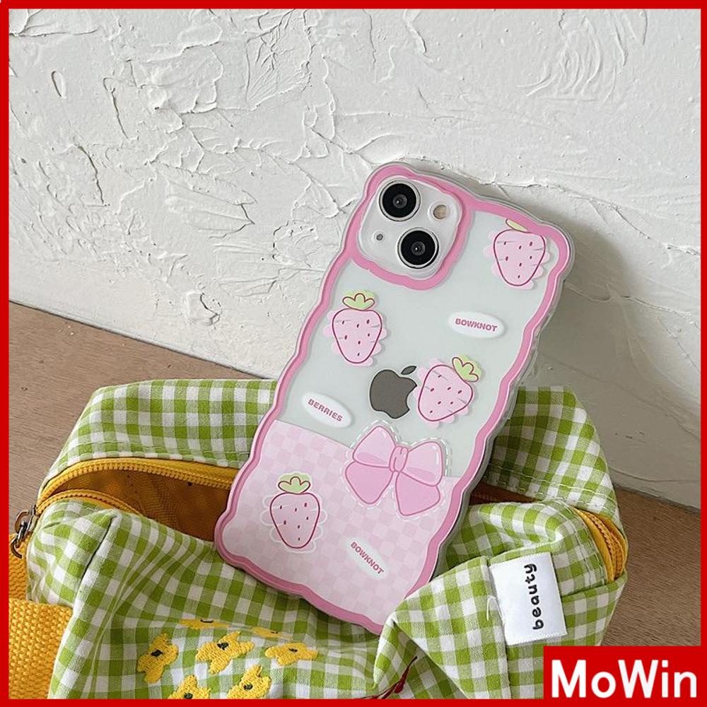 iPhone Case Silicone Soft Case Clear Case Wave Non-Slip Shockproof Camera Full Coverage Protection Pink Strawberry For iPhone 13 Pro Max iPhone 12 Pro Max iPhone 11 iPhone 7 Plus #8