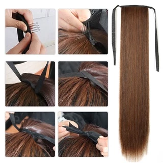 ผมยาวตรง👩🏻(Hair Wig)45/55/65ซม. วิกผมยาวตรงหางม้า(สีดำ/สีน้ำตาลเข้ม) แฮร์พีชหางม้า 150g.