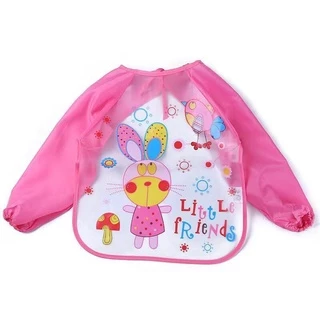 Babyonline(R318)N5 (ส่งด่วน1วัน)ผ้ากันเปื้อนสำหรับเด็กลายการ์ตูนแขนยาว กันน้ำได้